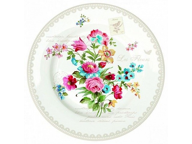 Набор тарелок на 6 персон R2S Цветы 26 см серый