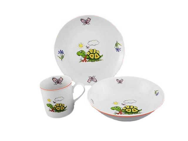 Детский набор посуды Leander Черепаха 3 предмета с кружкой 0,2 л