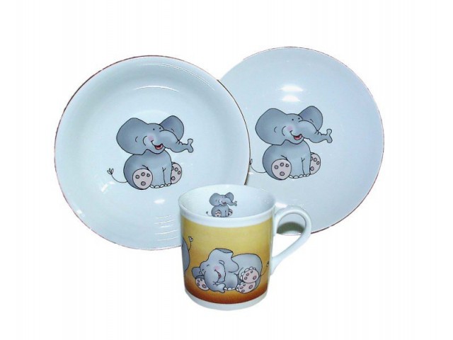 Детский набор посуды Leander Слон 3 предмета с кружкой 0,2 л