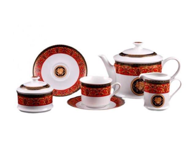 Сервиз чайный Leander Сабина Версаче красная линия на 12 персон 27 предметов