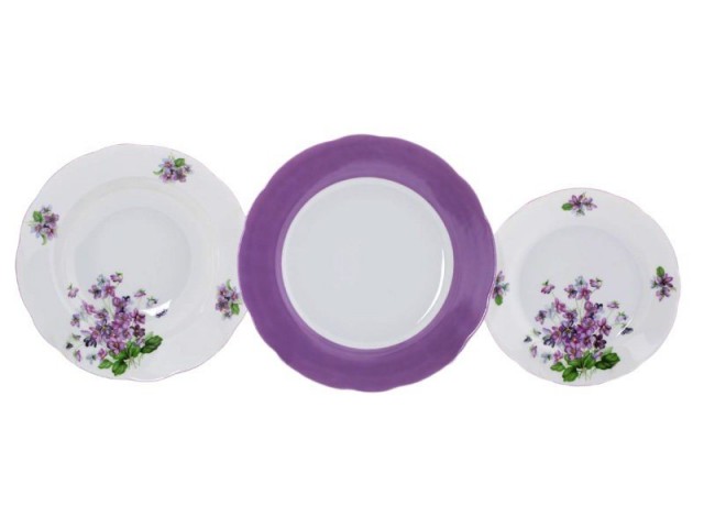 Набор тарелок Leander Мэри-Энн 2391 Лиловые цветы на 6 персон 18 шт