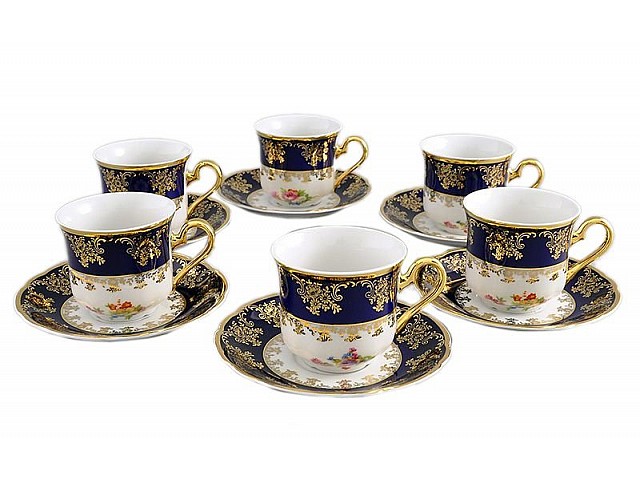 Набор чашек высоких с блюдцем Leander Мэри-Энн Кобальт 0086 0,2 л