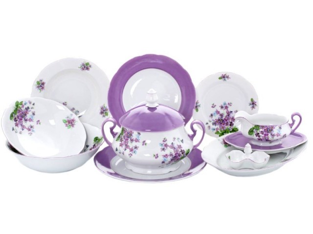 Сервиз столовый Leander Мэри-Энн 2391 Лиловые цветы на 6 персон 25 предметов