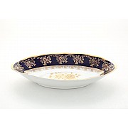 Блюдо овальное Leander Мэри-Энн 0431 Золотая роза кобальтовый борт 23см