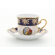 Набор чашек высоких с блюдцем Leander Мэри-Энн Мадонна кобальт 0179 0,2 л