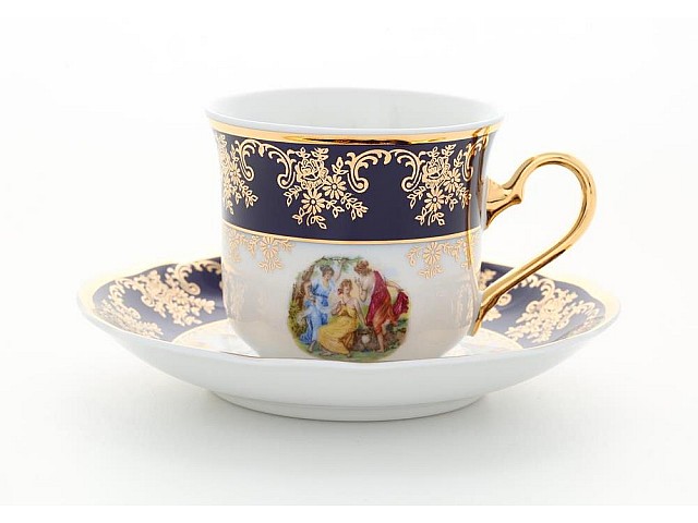 Набор чашек высоких с блюдцем Leander Мэри-Энн Мадонна кобальт 0179 0,2 л