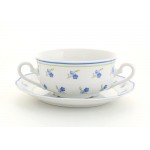 Набор чашек для супа с блюдцами Leander Мэри-Энн Синие цветы 6 персон 0,35 л