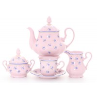 Сервиз чайный Leander Мэри-Энн Синие цветы розовый на 6 персон 15 предметов