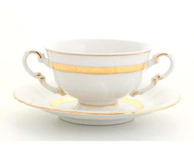 Чашка для супа с блюдцем Leander Соната 1239 Золотая лента 0,35 л