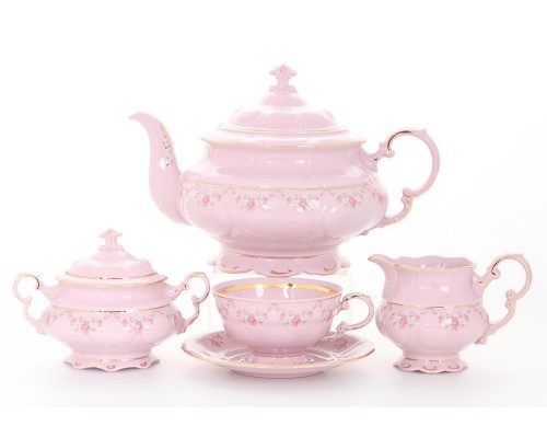 Сервиз чайный Leander Соната Мелкие цветы розовый на 6 персон 15 предметов