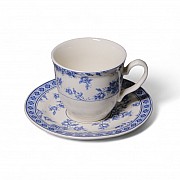 Чашка 240 мл с блюдцем 15,8 см Rose Cluster Blue Claytan