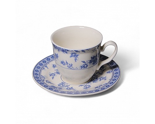 Чашка 240 мл с блюдцем 15,8 см Rose Cluster Blue Claytan
