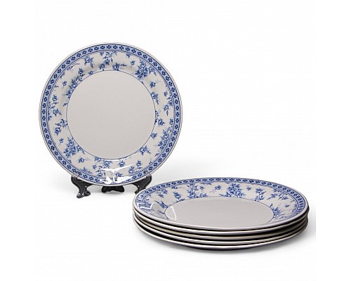 Набор обеденных тарелок 26 см на 6 персон Rose Cluster Blue Claytan