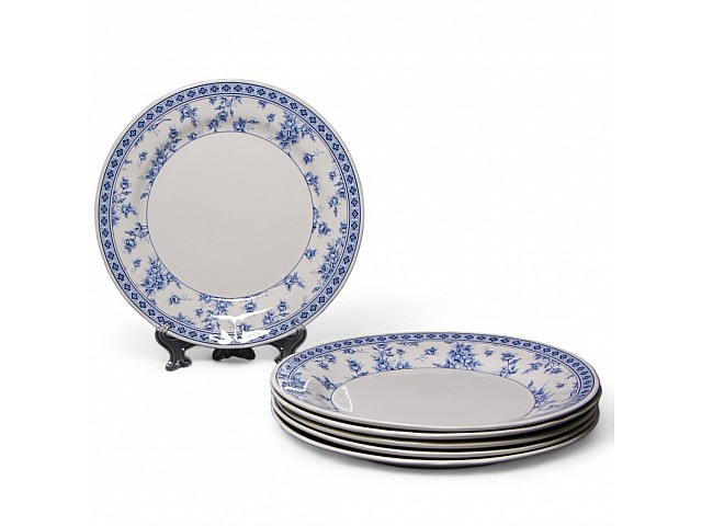 Набор обеденных тарелок 26 см на 6 персон Rose Cluster Blue Claytan