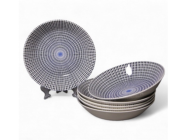 Набор глубоких тарелок 20 см на 6 персон Singapore Blue Claytan