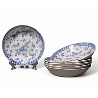 Набор глубоких тарелок 20 см на 6 персон Rose Cluster Blue Claytan