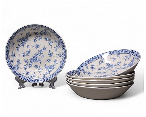 Набор глубоких тарелок 20 см на 6 персон Rose Cluster Blue Claytan Набор глубоких тарелок 20 см на 6 персон Rose Cluster Blue Claytan