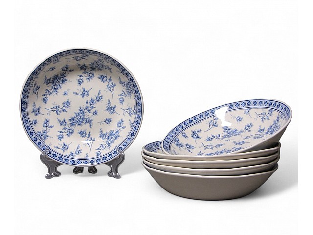 Набор глубоких тарелок 20 см на 6 персон Rose Cluster Blue Claytan