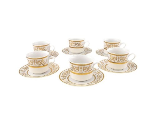 Набор чайных чашек с блюдцем Leander Сабина Золотые узоры 0,2 л 6 шт