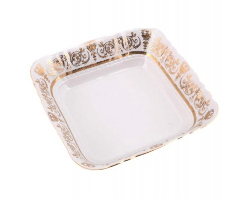 Салатник квадратный Leander Соната Золотые узоры 17 см