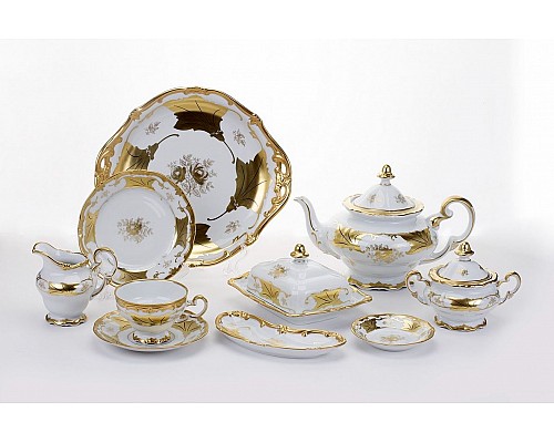 Сервиз чайный Кленовый лист белый Weimar Porzellan на 12 персон 54 предмета