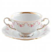 Чашка для супа с блюдцем Leander Соната Мелкие цветы 0,35 л