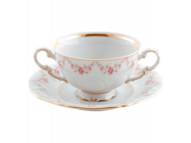 Чашка для супа с блюдцем Leander Соната Мелкие цветы 0,35 л