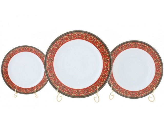 Набор тарелок Leander Сабина Красная лента на 6 персон 18 шт