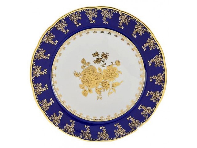 Набор тарелок мелких Leander Мэри-Энн 0431 Золотая роза кобальтовый борт 19 см 6 шт