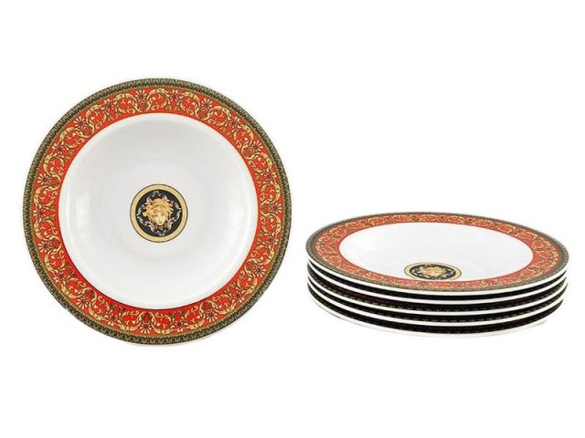 Набор суповых тарелок 23 см Сабина Версаче красная линия Leander