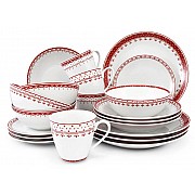 Обеденный набор Красный рисунок HyggeLine Leander на 4 персоны 20 предметов