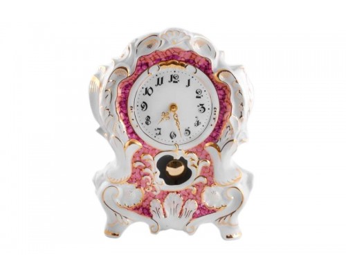 Часы каминные Розовый мрамор, отводка золото Leander 32см