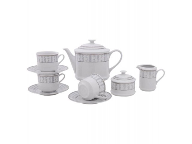 Сервиз чайный Leander Сабина 1013 Серый орнамент на 12 персон 27 предметов