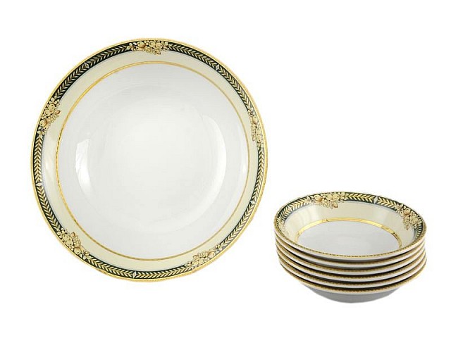 Набор салатников Leander Сабина 0711 Фрукты на зеленой ленте 7 предметов