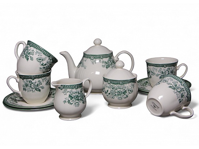 Чайный набор на 4 персоны 11 предметов DIANA Rose Jade Green Claytan