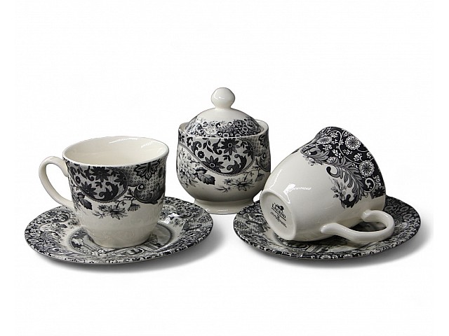 Набор из двух чайных пар с сахарницей 5 предметов Rome Grey Claytan