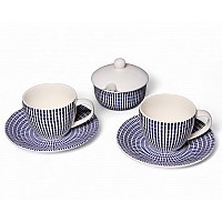 Набор из двух чайных пар с сахарницей 5 предметов 240 мл Singapore Blue Claytan