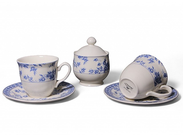 Набор из двух чайных пар с сахарницей 5 предметов Rose Cluster Blue Claytan
