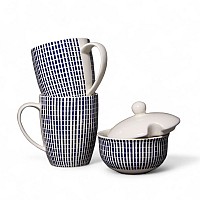 Набор из двух кружек с сахарницей 3 предмета 360 мл Singapore Blue Claytan