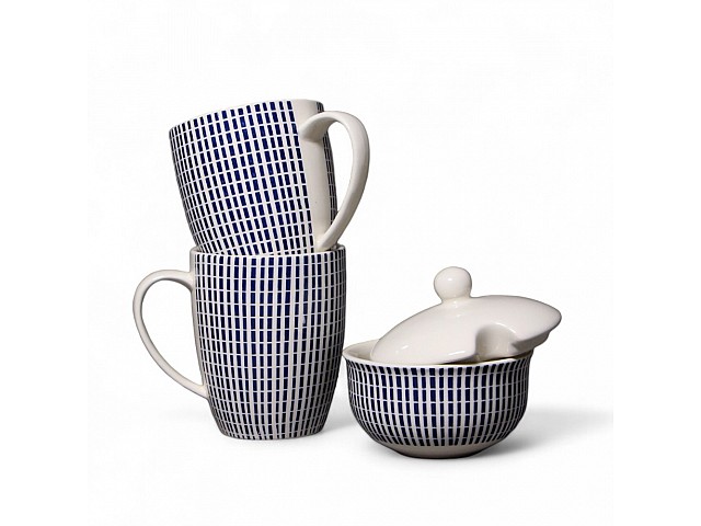 Набор из двух кружек с сахарницей 3 предмета 360 мл Singapore Blue Claytan