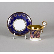 Чашка высокая с блюдцем Улрика, Лики святых, синяя Leander 0,20л