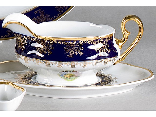 Соусница овальная с подставкой Leander Мэри-Энн Мадонна кобальт 0179 0,35л