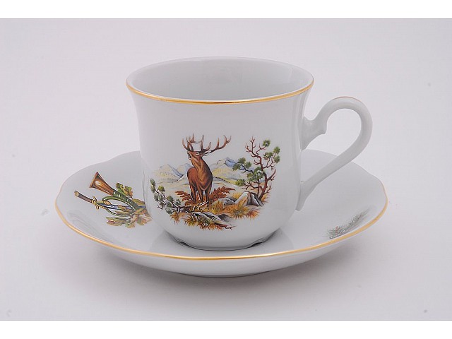 Чашка низкая с блюдцем Leander Мэри-энн Охота 0,20л