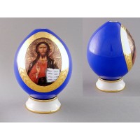 Яйцо на подставке пасхальное Leander Спаситель синее 20125012-295C
