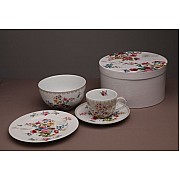 Подарочный набор посуды R2S Цветы серый 4 предмета
