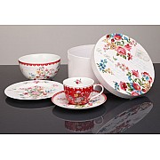 Подарочный набор посуды R2S Цветы красный 4 предмета