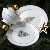 Подарочный набор посуды Новый год Акку белое золото 200 мл