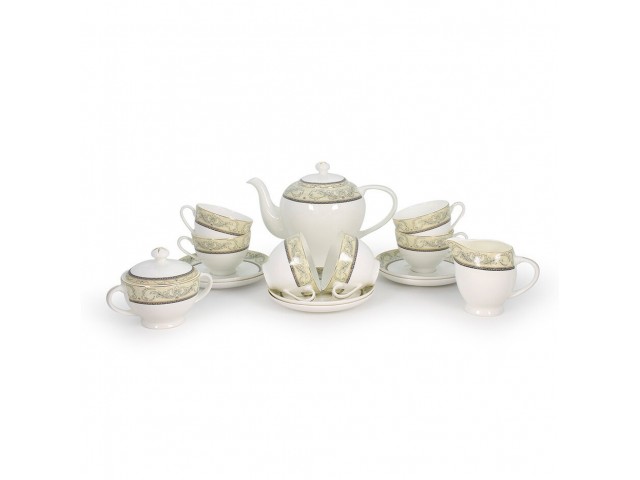 Чайный сервиз Белый с золотом Акку на 6 персон 15 предметов