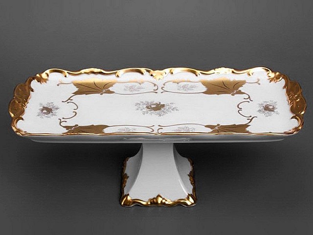 Рулетница 36см на ножке Weimar Porzellan Кленовый лист белый