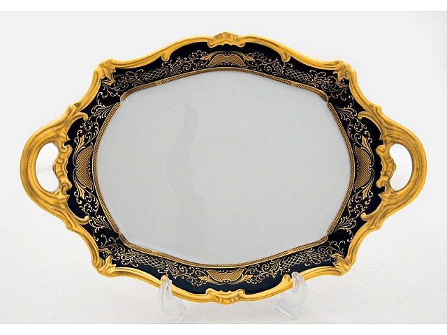 Блюдо овальное 37см Weimar Porzellan Симфония Кобальт